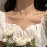 LATS Beads Women's Neck Chain Kpop Pearl Choker Necklace Gold Color Goth Chocker Jewelry 