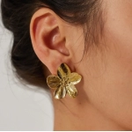 French Vintage Gold Color Flower Stud Earrings Fashion Alloy Earrings For Women Trendy Luxury Party Jewelry